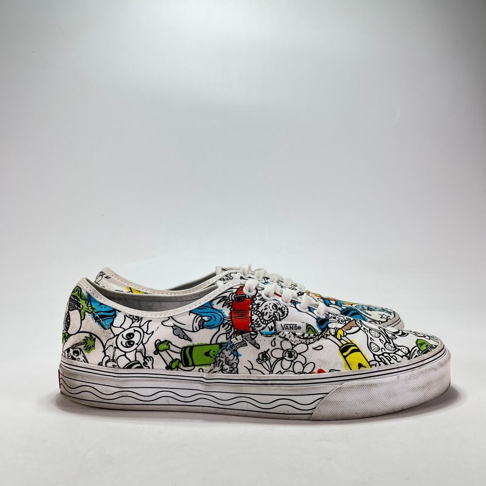 Vans Authentic Crayola Van Doren White Doodle Skate Shoes 721356 Men's Size 11
